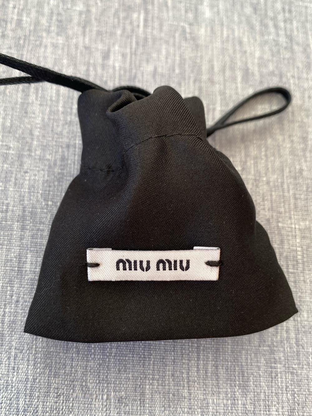 NWOT Authentic Miu Miu | Black Satin Drawstring Compact Pouch - 7.5 * 7.5 cm